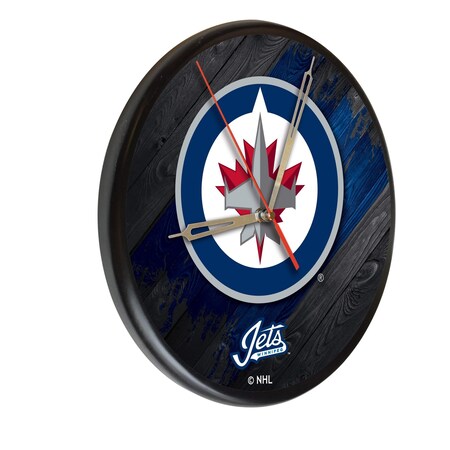 Holland Bar Stool Co Winnipeg Jets 13" Solid Wood Clock WClkPBlkWinJet
