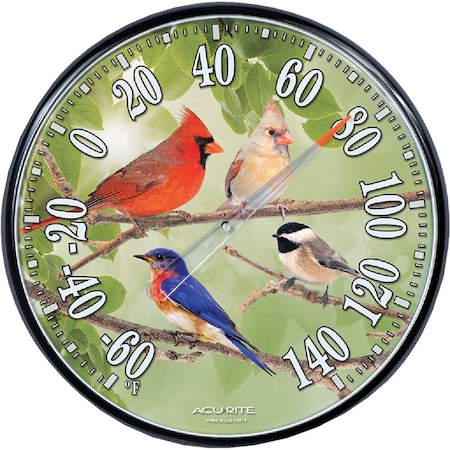 Acurite 12 Dia Plastic Dial Songbird Indoor & Outdoor Thermometer 01781A5