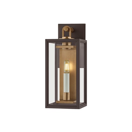 Troy Lighting Arnold 1 Light Exterior Wall Sconce, Patina Brass and Textured Bronze, 6 In x 14.75 In B6515-PBR/TBZ