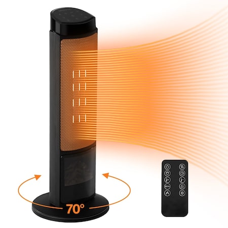 Edendirect 1500 Watt 23.6 in. Indoor Portable Electric Tower Space Heater, Remote, Timer, 3 Heating Modes ZR-ZHUMI-AH-NFJ2Y02-23BK