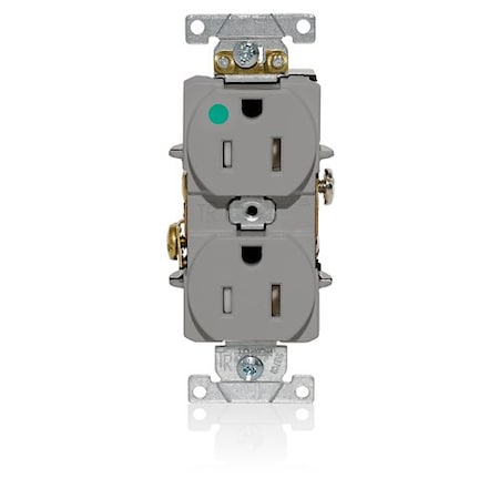 Leviton Dup Rec 15A 125V TR/HG Gry T8200-GY
