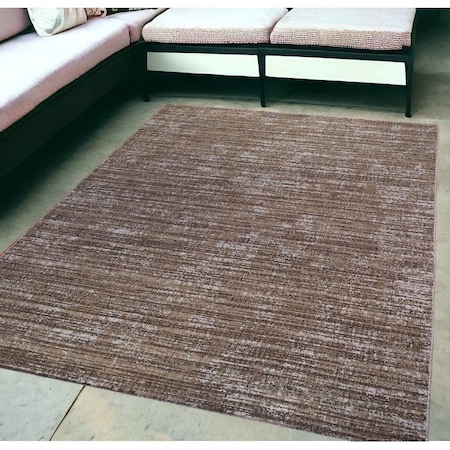 Homeroots 5' X 8' Brown and Ivory Striped Stain Resistant Indoor Outdoor Area Rug 531658