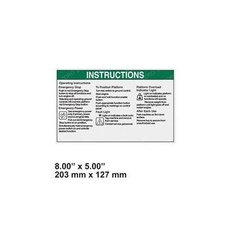 Genie REPLACEMENT DECAL, OPERATING INSTR. 1281180