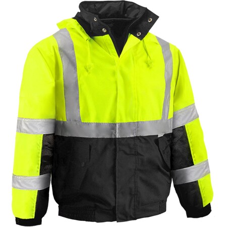Reflective Apparel ANSI Type R Class 3 Waterproof Bomber Jacket with Fleece Lining 411ST-LB-MD