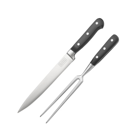 Black & Decker 2-Piece Stainless Steel Carving Knife Set, 8'' Carving Knife & 7'' Fork BDK302B