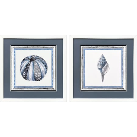 Homeroots Set Of Two Seaside Blues III White Framed Wall Art, 2PK 653901