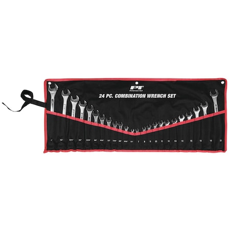Performance Tool 24 pc. Combo Wrench Set, SAE/Metric, Roll Pouch W1074