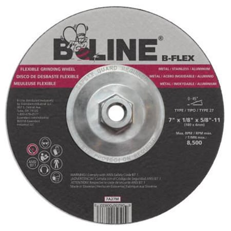 Eaton B-Line 7 x 0.125 in. 0.625-11 in. Abrasives Flex Depressed Center Wheel T27 903-7A27M