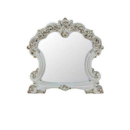 Homeroots 45" White Abstract Wood Framed Mounted Dresser Mirror 486510