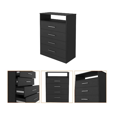 Homeroots 31" Black Four Drawer Vertical Dresser 403741