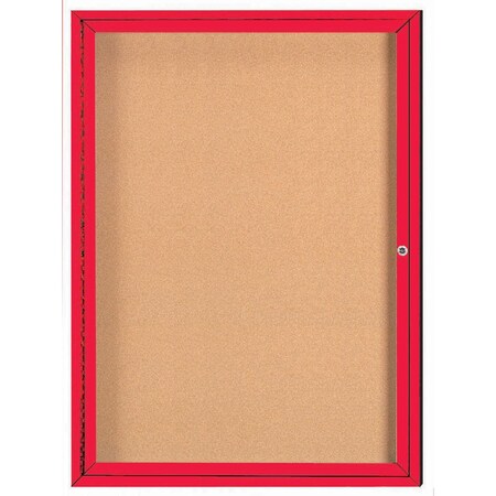 Aarco Illuminated Enclosed Bulletin Board w/ Red Powder Coated Al Frame, 48''Hx36''W DCC4836RIR