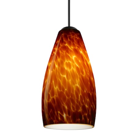 Besa Lighting Besa Karli Pendant, Amber Cloud, Black Finish, 1x 50W MAX GY6.35 Base 1XT-719818-BK