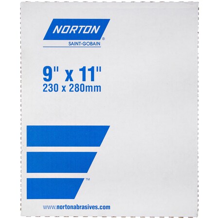 Norton Abrasives Sanding Sheet, 11 in L, 9 in W, PK50 66261180005