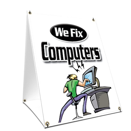 Signmission We Fix Computers, 24 Inch x 18 Inch A-frame Yard Sign, Plastic Sign SBC-1824-We Fix Computers