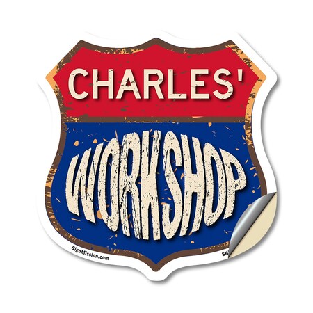 Signmission Charles's Workshop, 12 Inch X 12 Inch, Vinyl Decal SHI-D-12-489-CHARLES