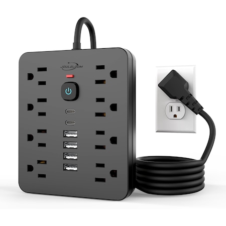 Jouleloom Power Strip Surge Protector with 8 Outlets, 4 USB and 2 USB C Ports, 5 Ft Extension Cord,  SOPOWERSTRIP14BLK