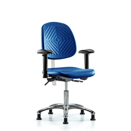 Blue Ridge Ergonomics Clean Room Chair, Adjustable Arms BR-NCR-PDHCH-MB-CR-T0-A1-RG-BLU