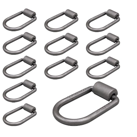 Mytee Products 1/2 in Heavy Duty Weld-On Extended Forged D Ring w/ Brackets 3333 lbs WLL, 12PK D-Ring12-W-Extx12