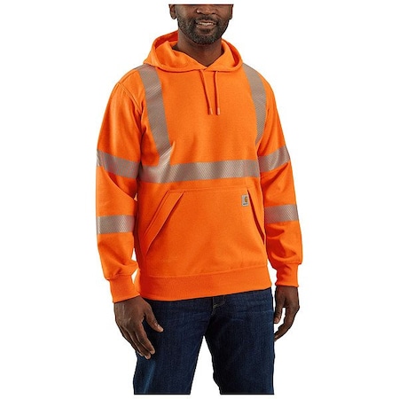 Carhartt High Visibility Hooded Sweatshirt, 3, R, 100% Polyester, Orange, XL 104987-BOGXLREG