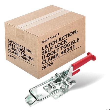 Powertec Toggle Clamp, 2000 lbs Cap., 40341 Adjustable U Bolt Latch, Antislip Hand Grip, 28PK 20340-Case14N