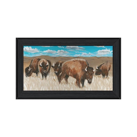Homeroots Bison Herd Black Framed Print Wall Art 529693