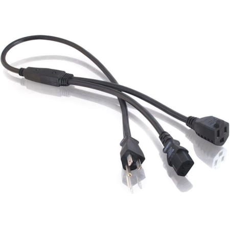 C2G 3FT PWR SPLITTER 5-15P TO 5-15R+C13 TAA 29811