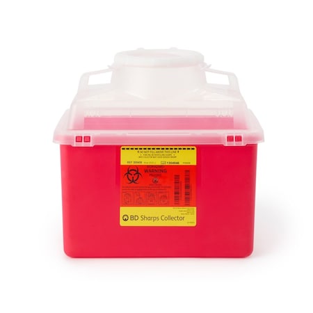 Bd Sharps Collector, 14 Qt, Clear Top, Large Open Cap, Red, 20PK 305456
