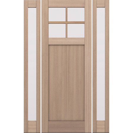 Doornmore CRF-P1G4, 65.25" x 98" ( 36" Door + 2x12" Side) Left Hand, Mahogany SDL 4 Lite Exterior Door CRF-P1G4-SW-3696-G101-SL_1-2_LI