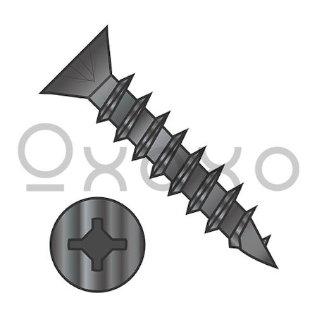 Oxoxo 6X1 Square Phillips Drive Flat Head no Nibs Deep Thread Wood Screw Full Thd Black Ox, 11000PK 528488
