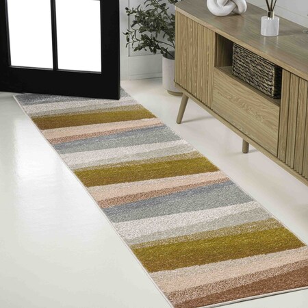 Jonathan Y Prism Geometric Striped Red/Yellow/Gray 2 ft. x 8 ft. Runner Rug DZC101B-28