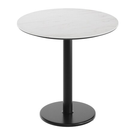Flash Furniture 31.25" RD Tabletop, Seamless Surface Technology, White Faux Marble, 18" Black RND Table Height Base ST-RD31-WHMAR-TR18-GG