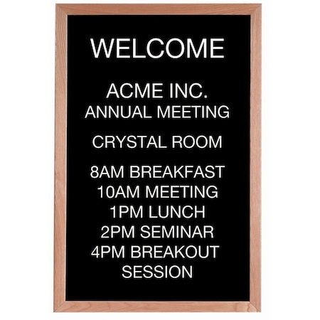 Aarco Open Faced Oak Framed Letter Board Message Center, 36''Hx24''W AOFD3624