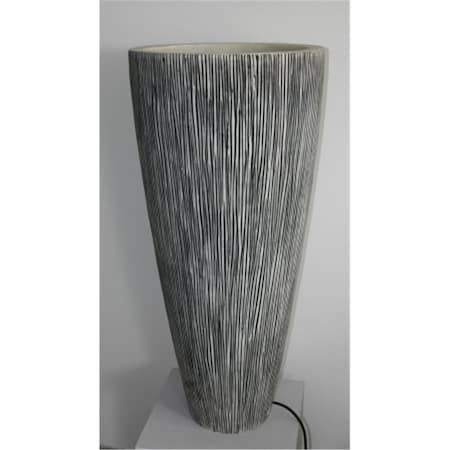 Final Fixture SANDSTONE RIBBED FINISH- LONG CONICAL PLANTER WITH LIGHT, 18 in. X 39 in. FI685251