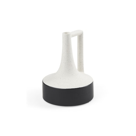 Homeroots 8" Black And White Ombre Ceramic Jug Vase 608595