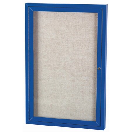 Aarco Outdoor Illuminated Enclosed Bulletin Board w/ Al Frame, Powder Coated Blue, 48''Hx36''W ODCC4836RIB