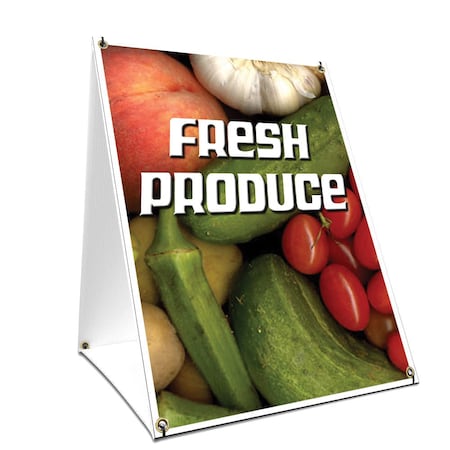 Signmission Fresh Produce, 36 Inch x 24 Inch A-frame Yard Sign, Plastic Sign SBC-2436-Fresh Produce