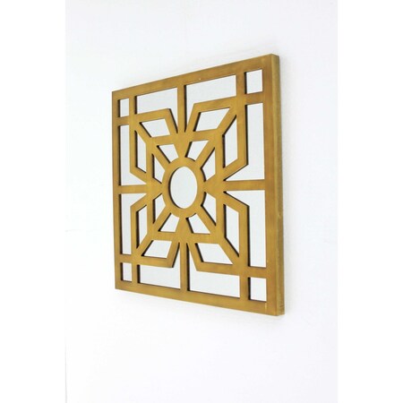 Homeroots 24" X 24" X 1" Bright Gold Mirrored Wooden Wall Decor 274556