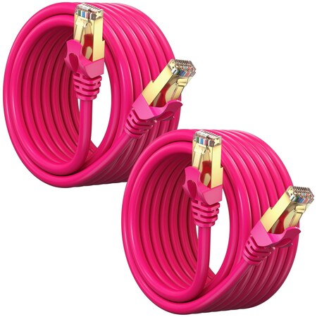 Maximm 12ft Flat Cat7 SFTP Shielded Ethernet Cable, 2PK, Pink, 2PK CAT7-12FTPINK-2PK