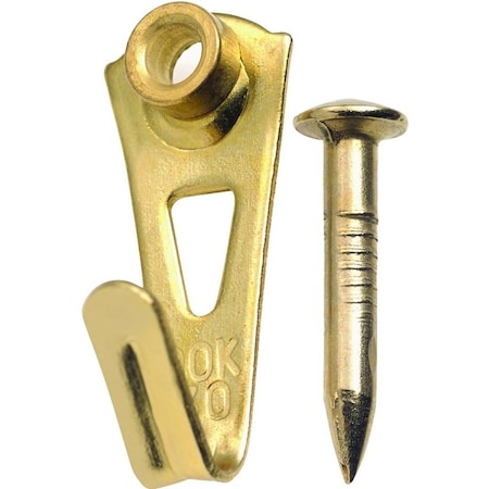 Ook Picture Hanger, 30 lb, Steel, Brass, Gold, 2PK 50035