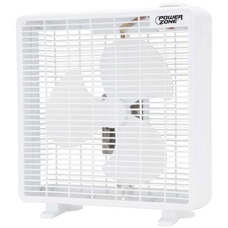 Powerzone F-1022 Box Fan, 10 in Dia Blade, 3-Speed, White F-1022