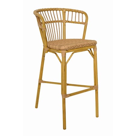 Bfm Seating Roatan, Aluminum Arm Barstool, Synthetic Weave And Natural Bamboo Finish PH28B-NT