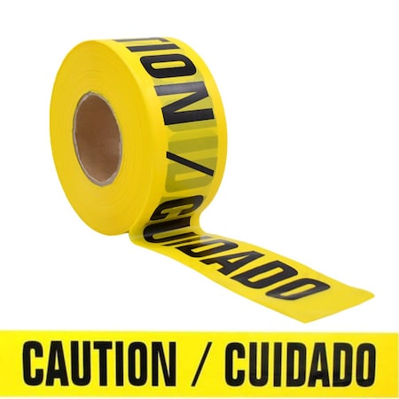 Wod Tape Barricade Tape, Black and Yellow, 3 inch Wide x Polyethylene, 3 mil WOD BRC-SCUI-03000-8-1000-BY