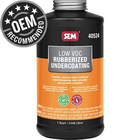 Sem Low VOC Rubberized Undercoating, 1 quart Can, Black, Liquid 40524