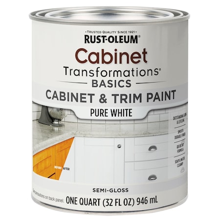 Rust-Oleum Cabinet Transformations Basics Cabinet and Trim Paint , Pure White, Semi-Gloss, 1 Quart 372007