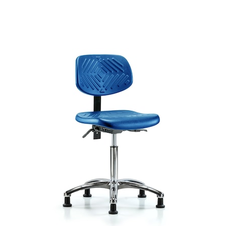 Blue Ridge Ergonomics Poly Chair Chrome, Med Bench, Glides, Blue BR-PMBCH-CR-T0-A0-NF-RG-BLU