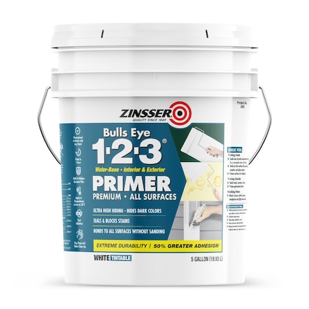 Zinsser Primer, White, Water, 5 Gal 2000