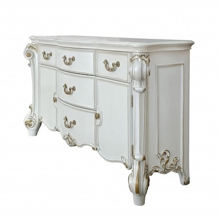 Homeroots 71" Pearl Solid and Manufactured Wood Five Drawer Triple Dresser 486003