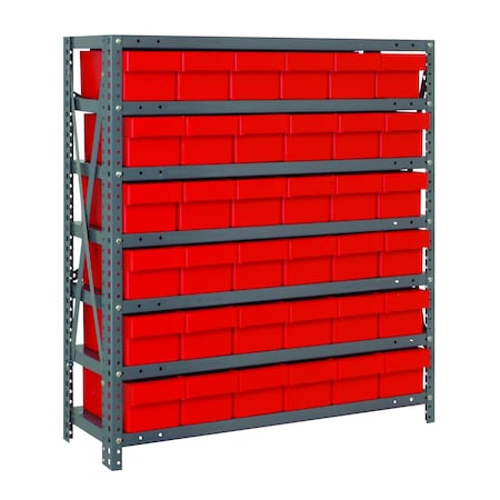 Quantum Storage Systems 7 SHELF OPEN UNIT W/36 RED BINS 1839-602RD