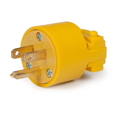 Grote Lighting Industrial Grade Electrical Plug, 3-Wire, Male, 125V, 15A, Yellow, UL/CUL Listed 82-1095