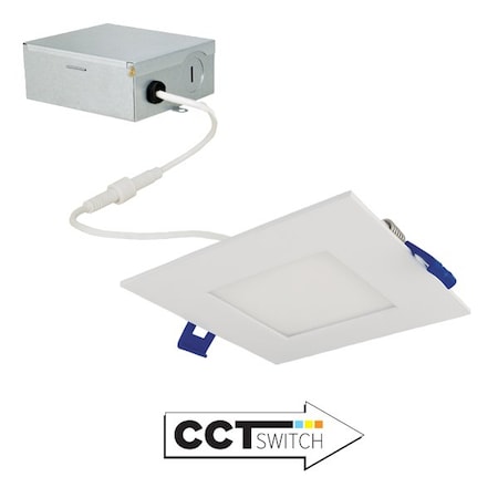 Elco Lighting 4in Ultra Slim LED Square Panel Light with 5-CCT Switch, All White ERT441CT5W